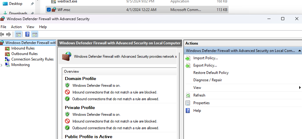 图 2. Windows 防火墙文件 (wf.msc