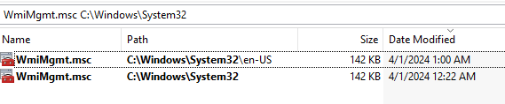 Windows 系统上合法且预先存在的 WmiMgmt.msc（请注意系统路径中没有空格）